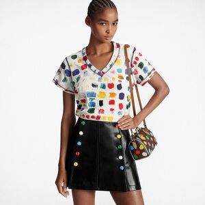 Ken Done Gallery Colorful Abstract Print V-Neck Top Exam Print Artwork 2017 M